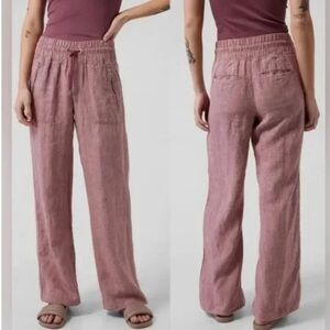 Athleta Cabo Linen Wide Leg pull on pants 4 Tall - Like New